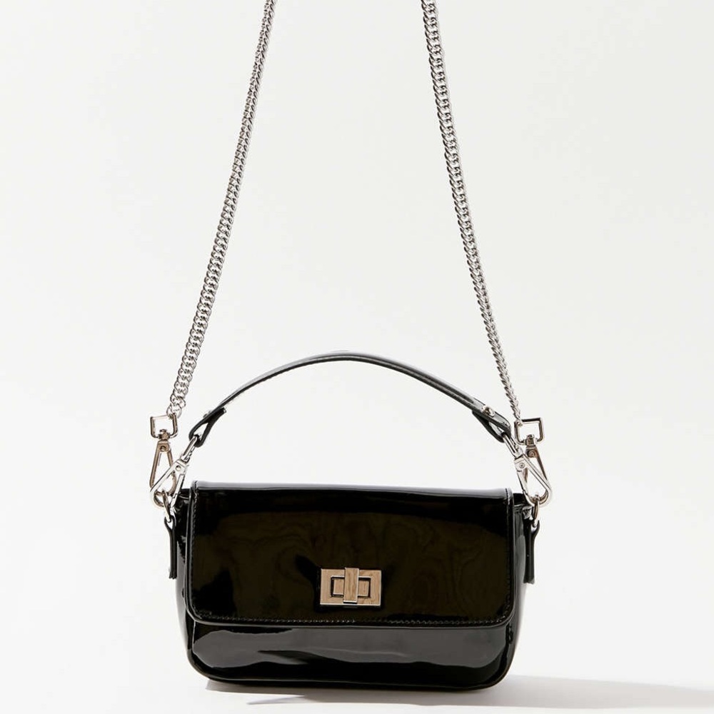 Patent Turn Lock Mini Crossbody Bag